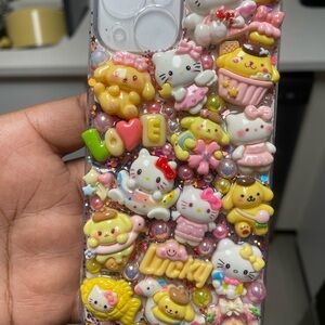 Hello Kitty Pink & Yellow Decoden 3D Kawaii Phone Case
